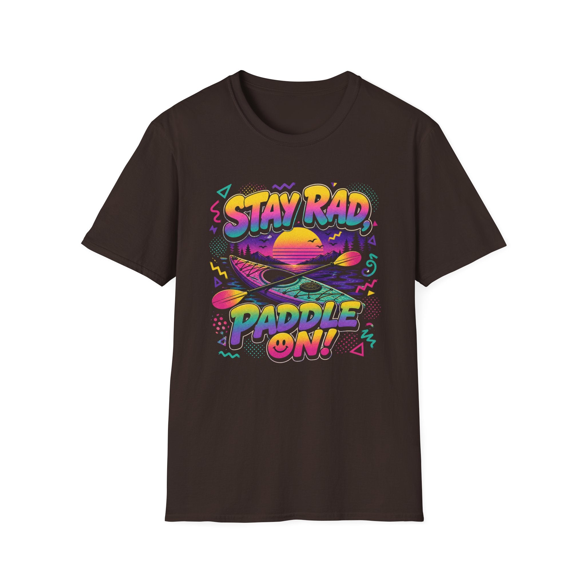 Stay Rad Paddle On! T-Shirt — Retro Kayaking Graphic Tee