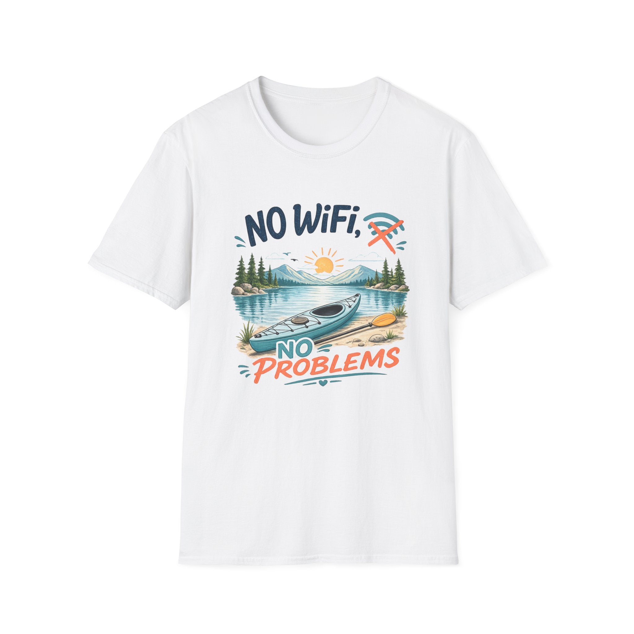 No WiFi No Problems T-Shirt – Lake Kayak Outdoors Graphic Tee