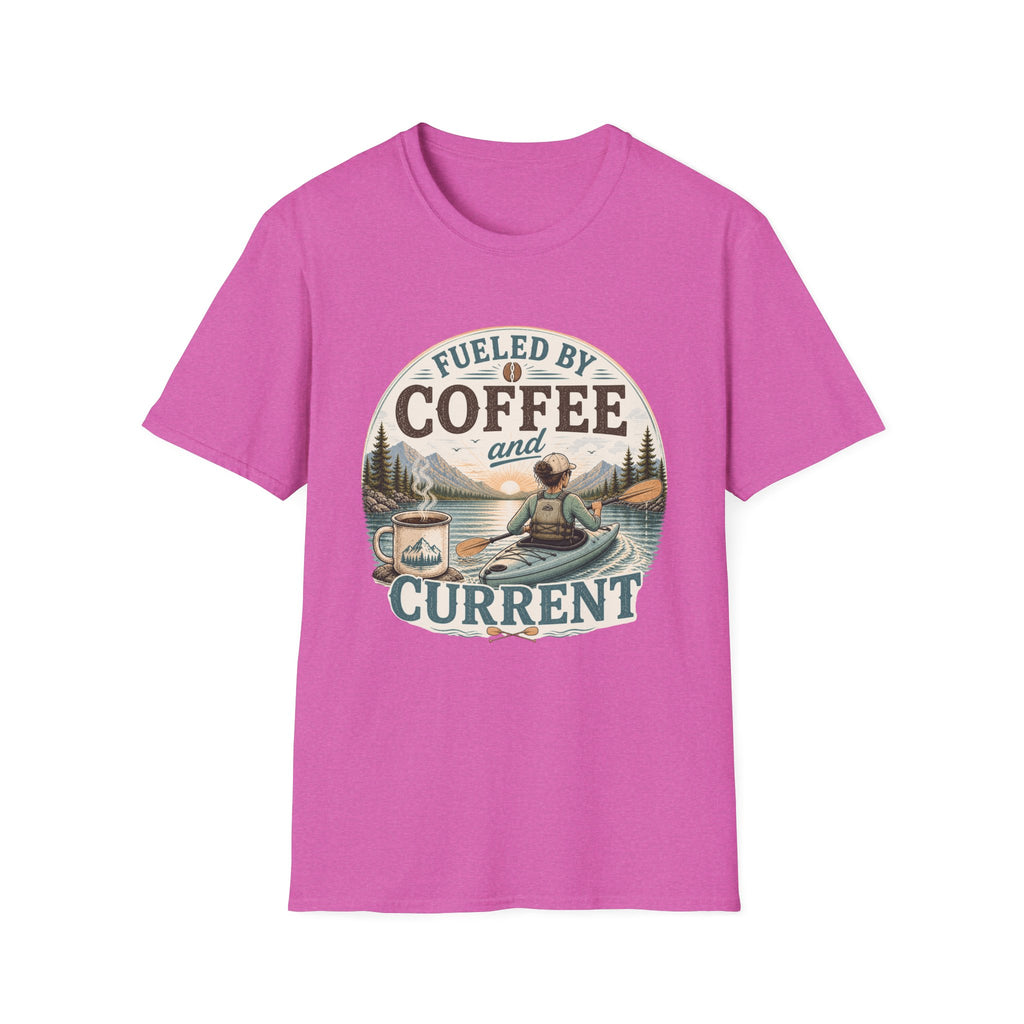 Kayak T-Shirt — "Fueled by Coffee and Current" Outdoor Adventure Tee