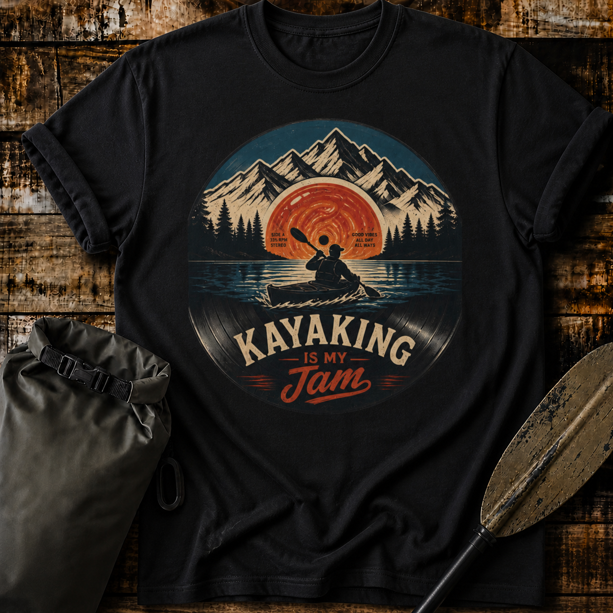 Kayaking Is My Jam T-Shirt — Retro Sunset Kayak Shirt for Paddlers