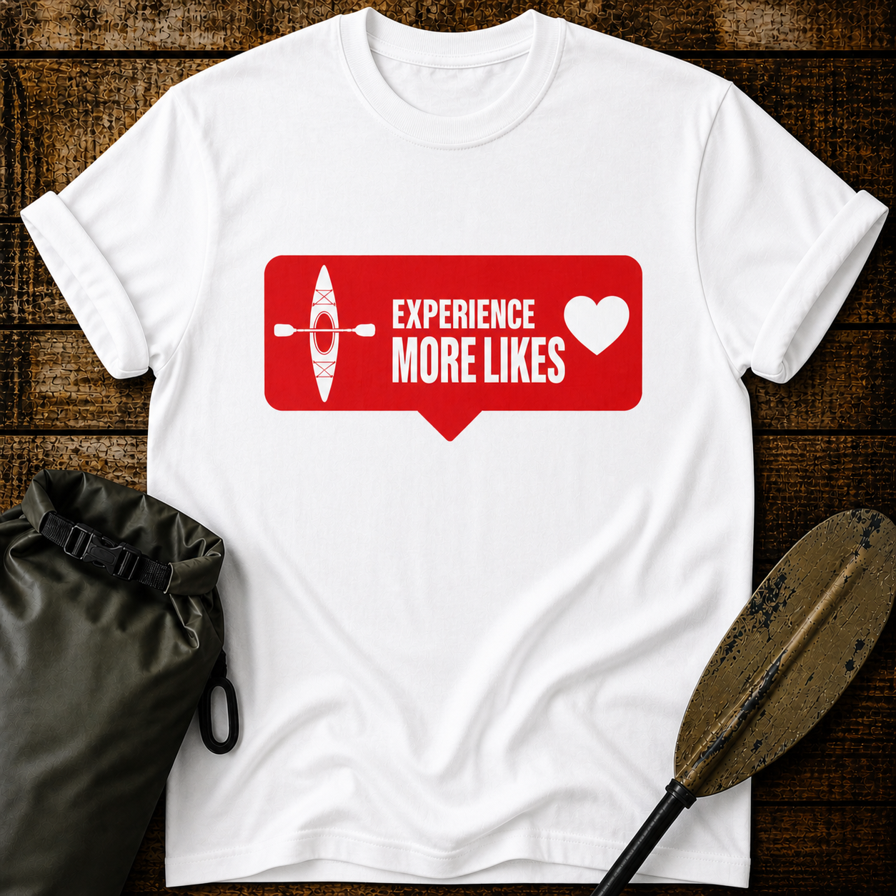 Experience More Likes Social Media Kayak Graphic Tee