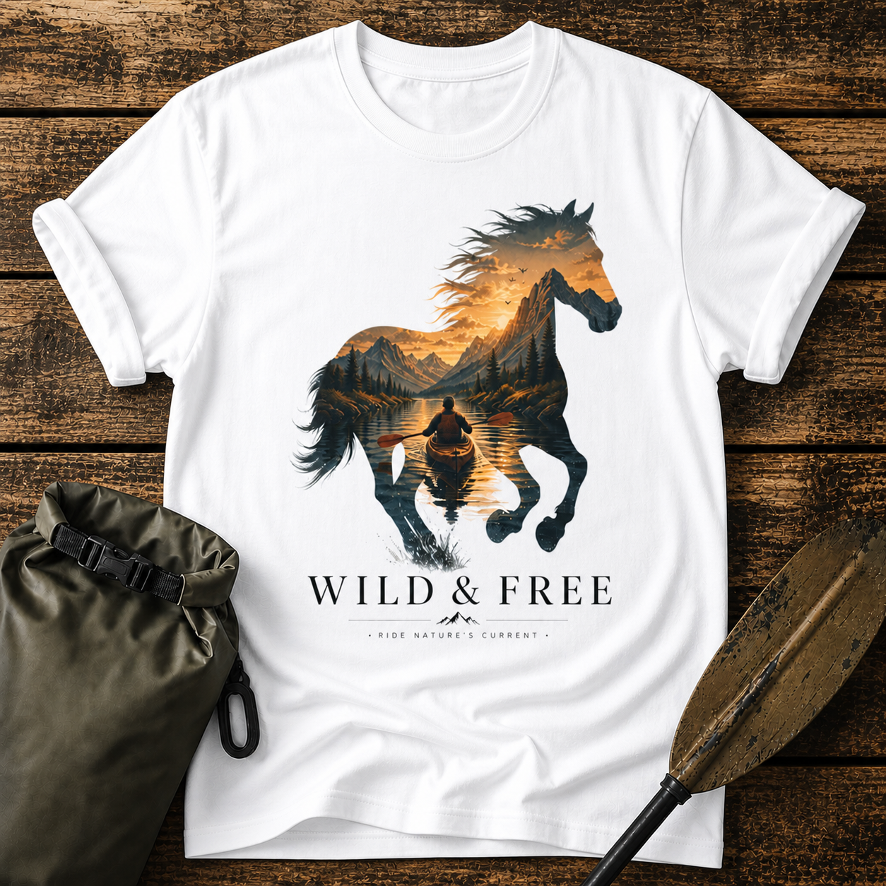 Wild & Free Horse Kayaking T-Shirt