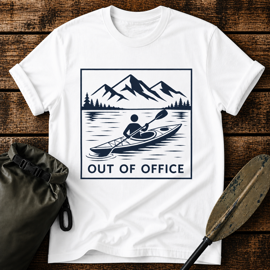 Out Of Office Kayaking T-Shirt — Mountain Lake Adventure Tee