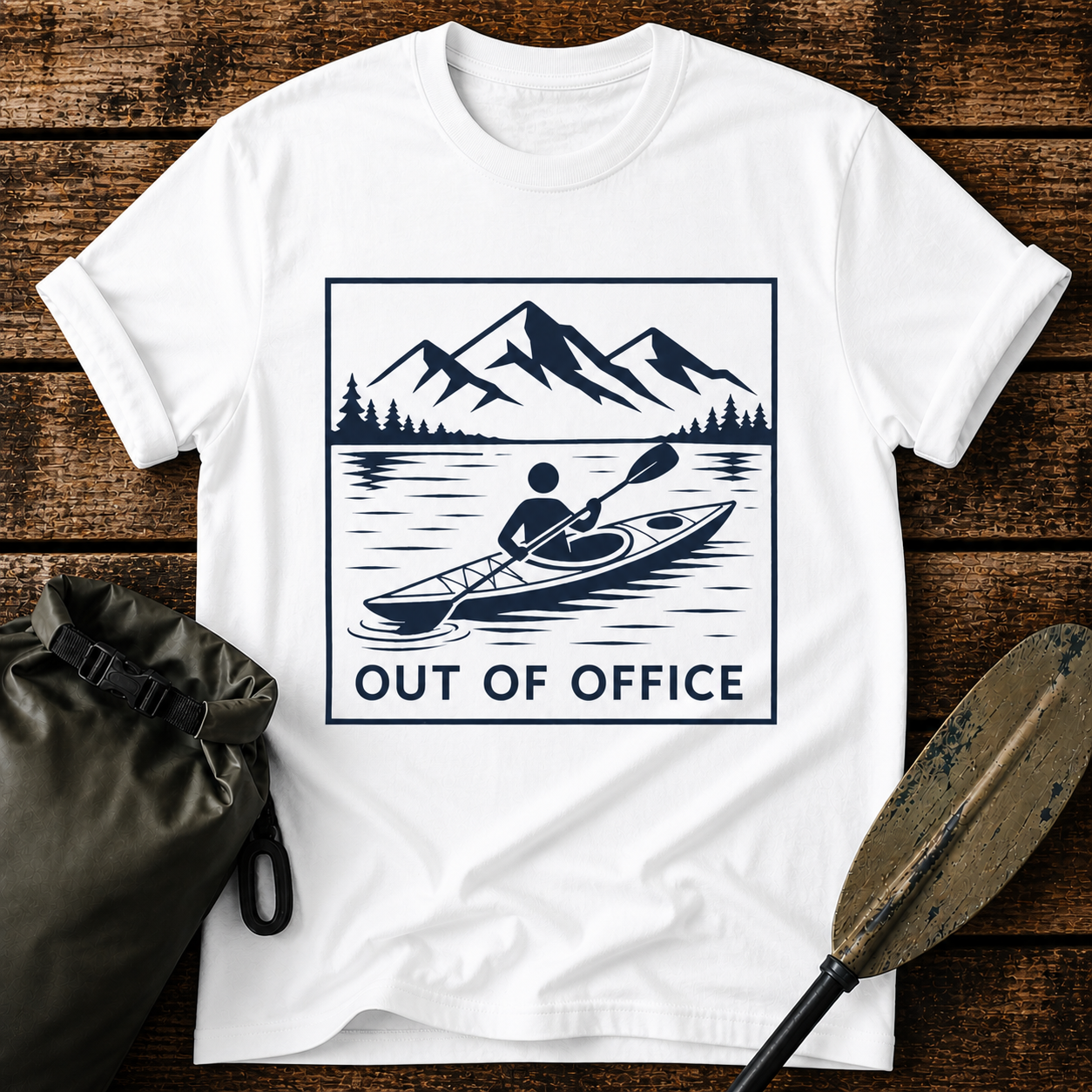 Out Of Office Kayaking T-Shirt — Mountain Lake Adventure Tee