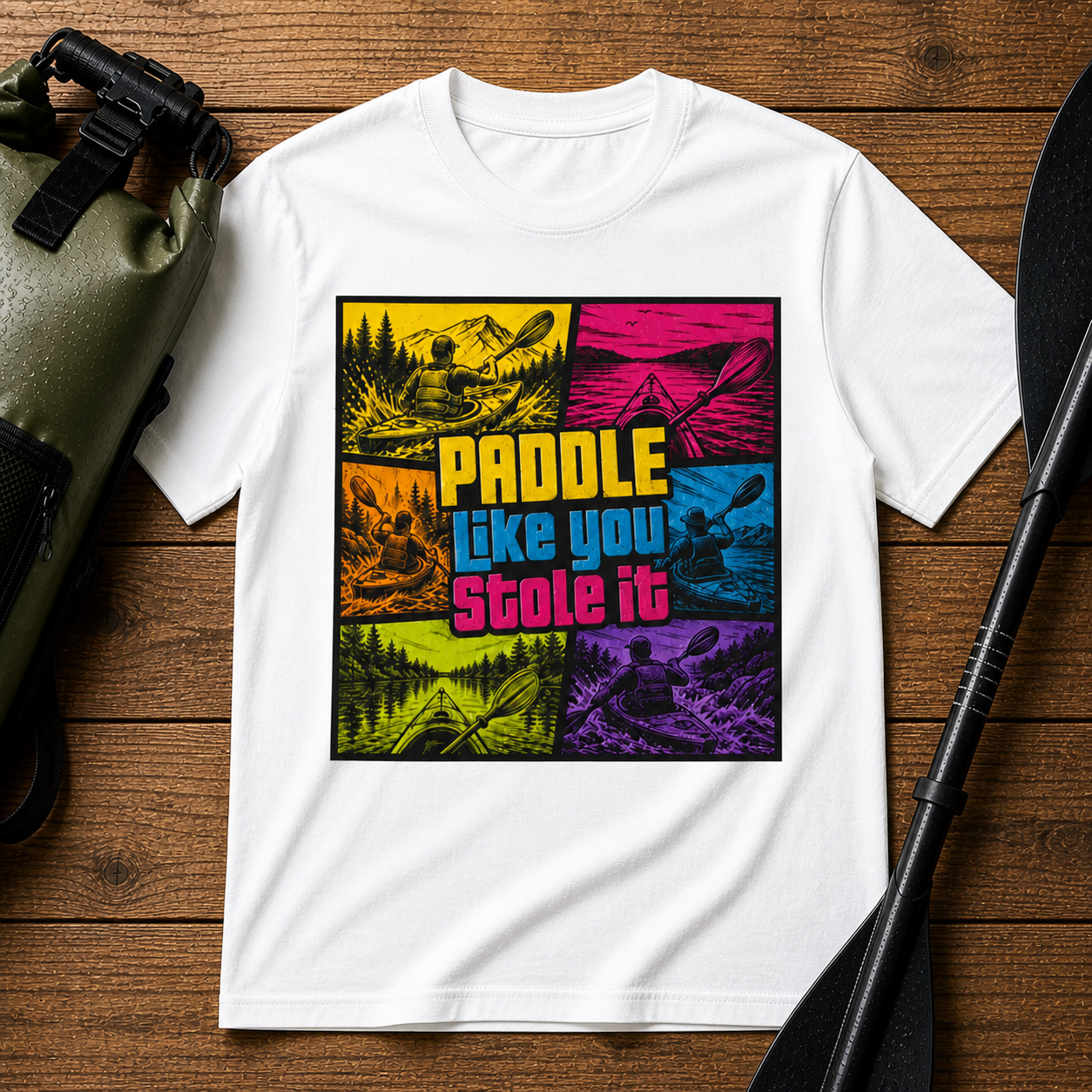 Paddle Like You Stole It T‑Shirt — Retro KTA Kayaking