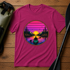 Sunset Kayak T-Shirt — Retro Mountain Lake Design