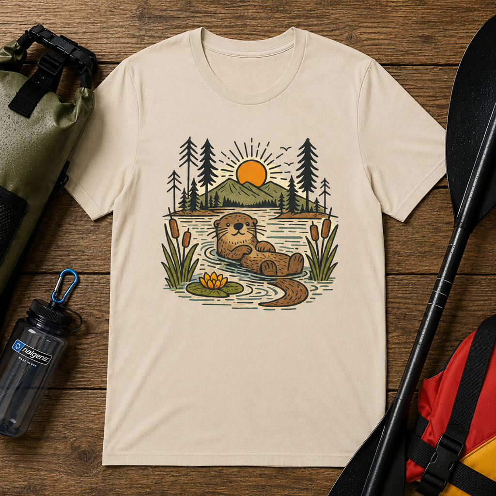 Otter Sunset T-Shirt — Cute River Otter Nature Graphic Tee