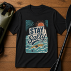 Stay Salty T-Shirt — Retro Kayak Waves Graphic Tee