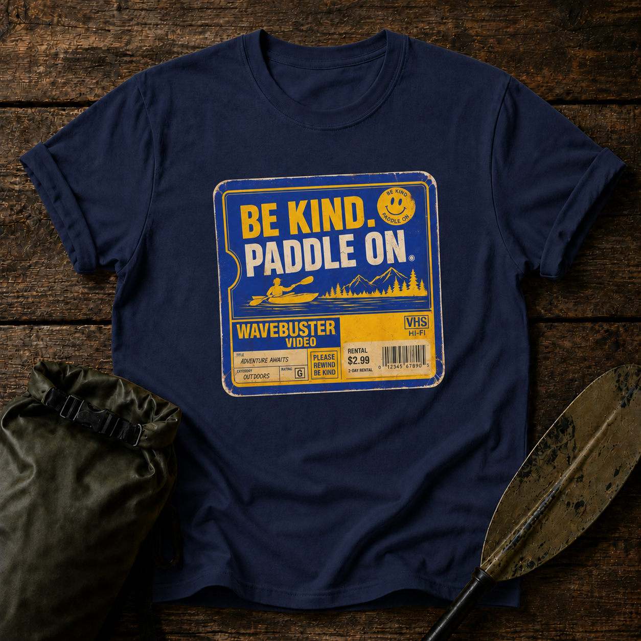 Be Kind Paddle On T-Shirt – Retro Kayaking Tee