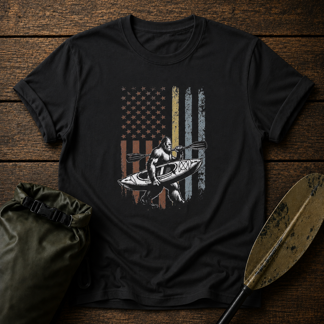 Kayak American Flag T-Shirt