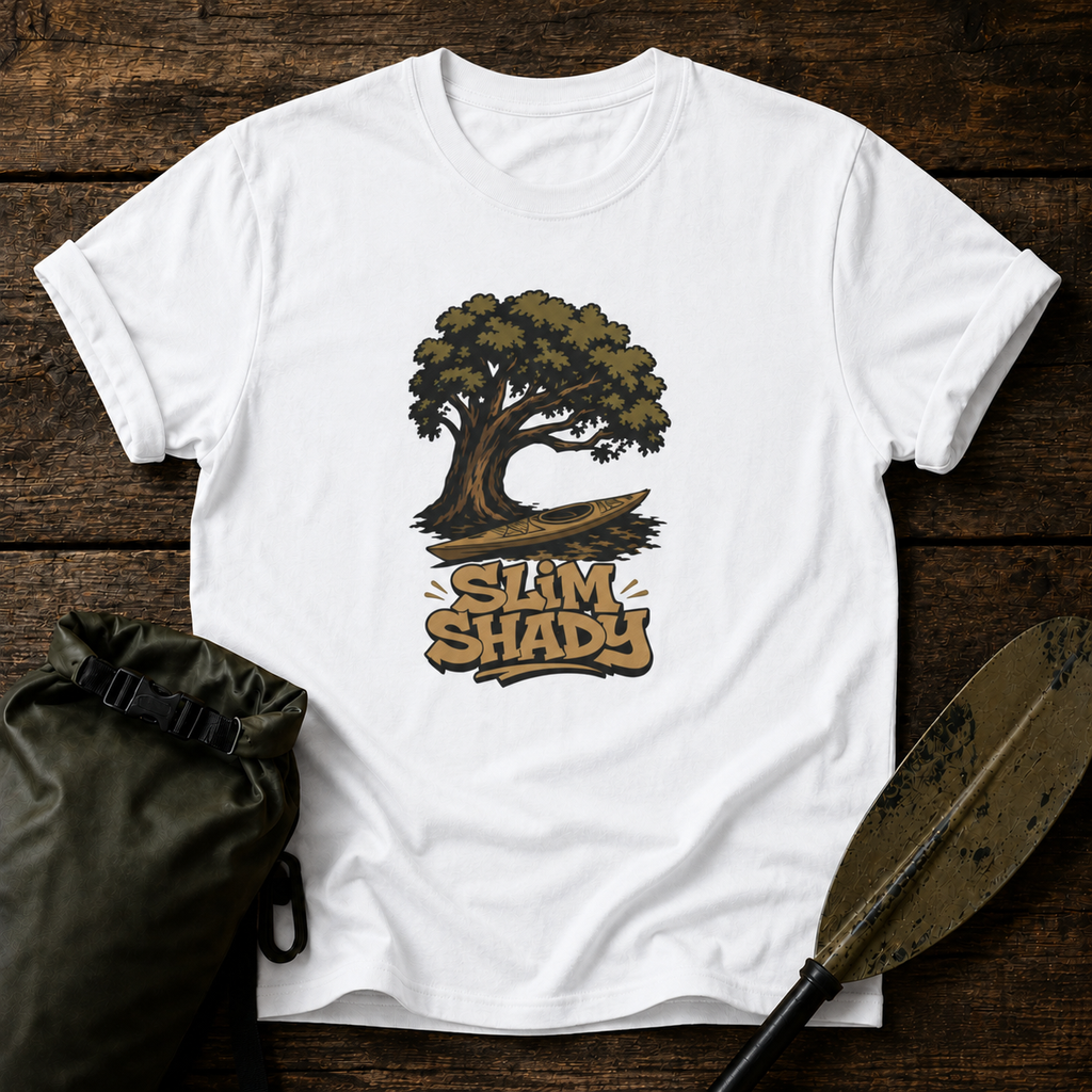 Kayak Slim Shady under a tree