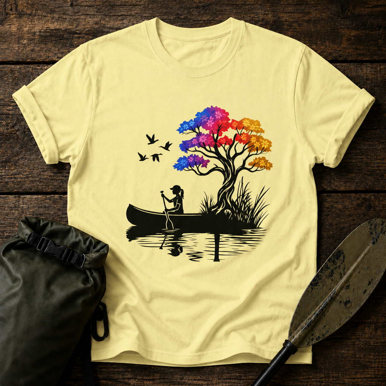 Canoe Sunset Colorful Tree