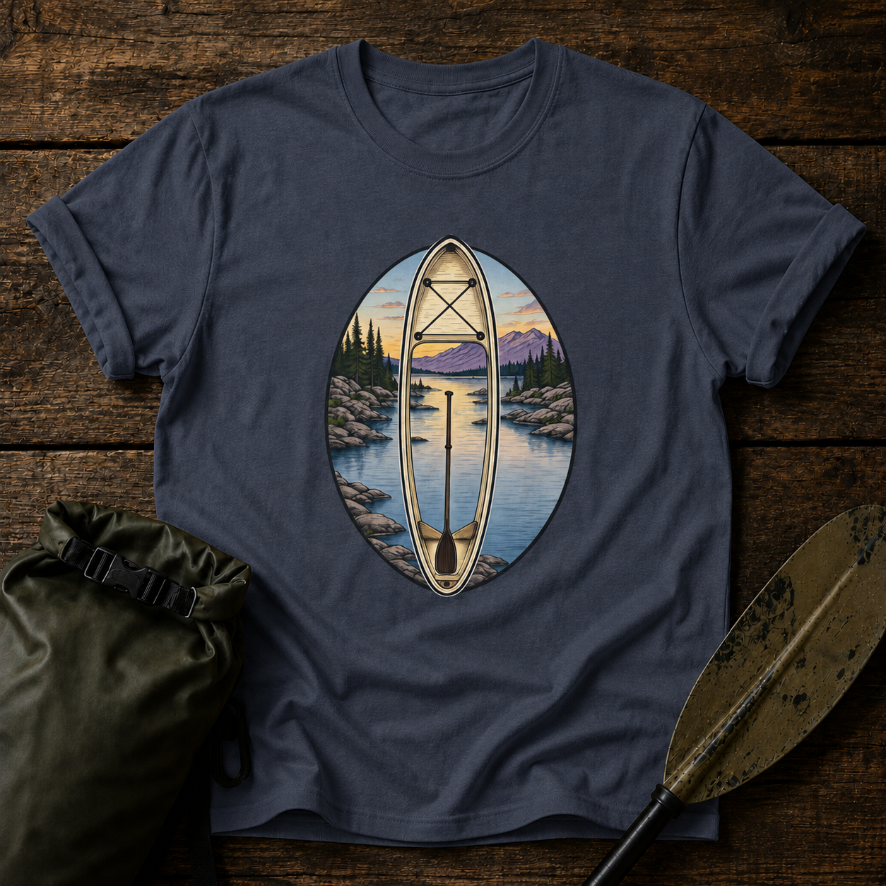 Canoe Sunset Scenic Lake Paddle Tee
