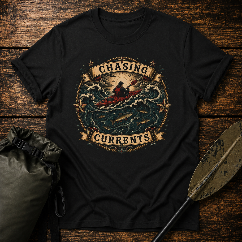 Chasing Currents Kayak T-Shirt – Adventure Ocean Paddling Tee