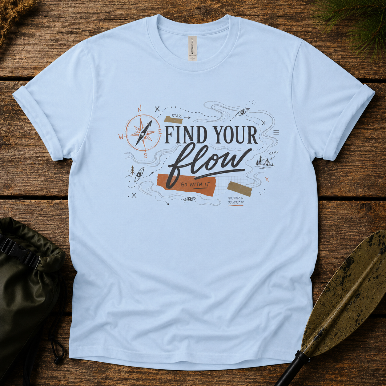 Find Your Flow T-Shirt — Kayak & Compass Adventure Tee