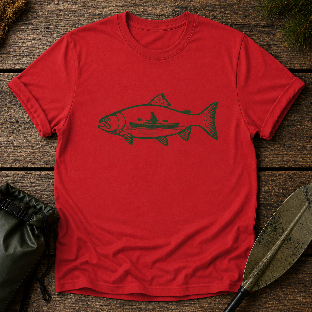 Fishing Graphic T-Shirt — Scenic Fish Illustration