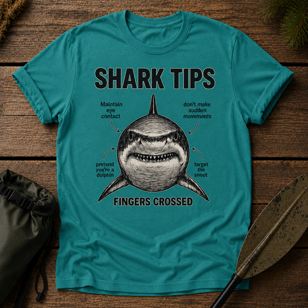 Shark Tips T-Shirt — 'Fingers Crossed' Funny Shark Tee