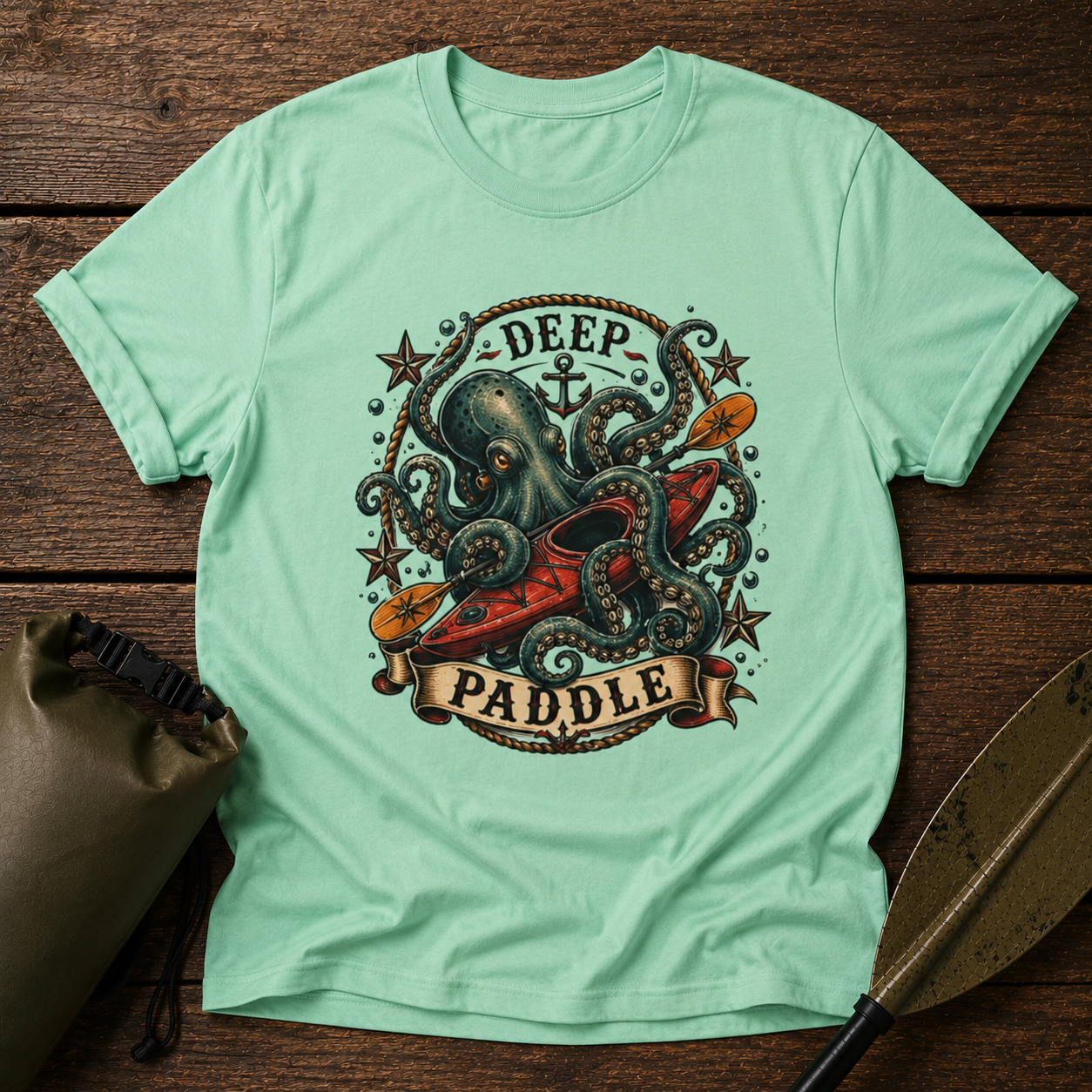 Deep Paddle Octopus kayaking adventure Tee