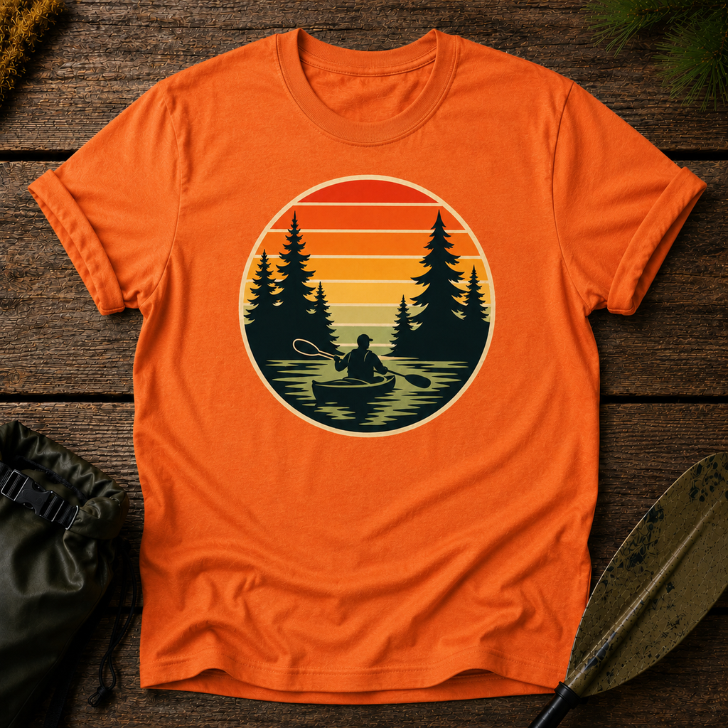 Kayak Sunset Retro T-Shirt