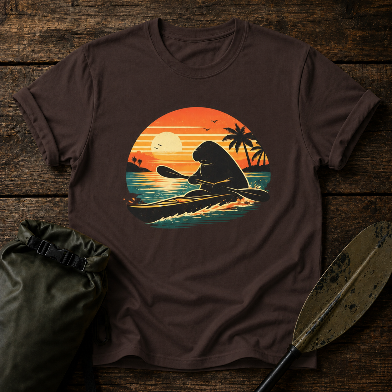Kayaking Manatee Sunset T-Shirt