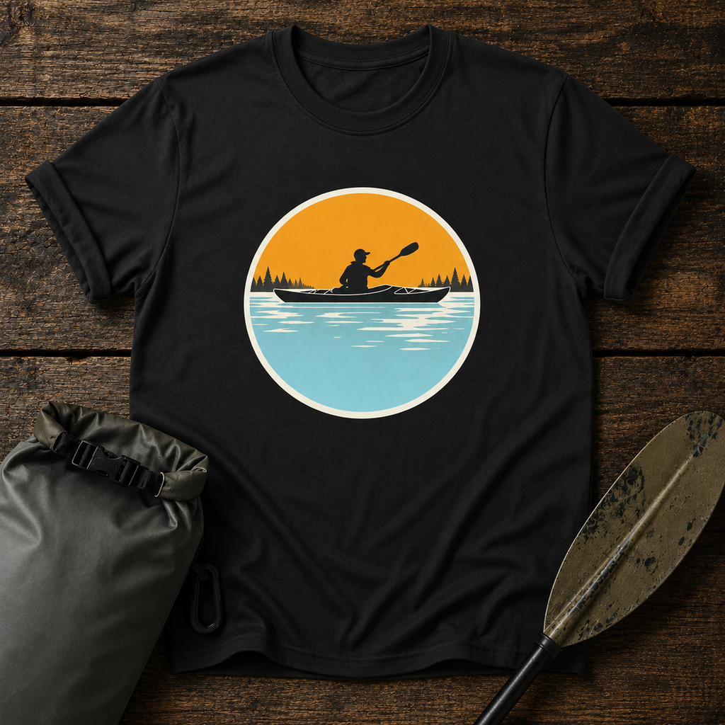 Kayaking Sunset T-Shirt — Paddle Silhouette Tee