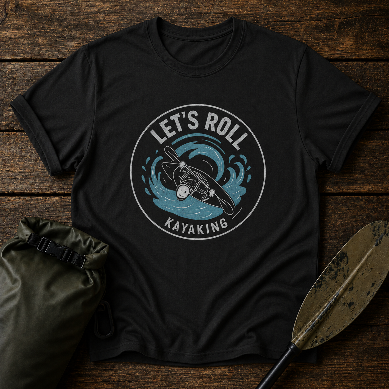 Kayaking T‑Shirt — "Let's Roll" Whitewater Tee
