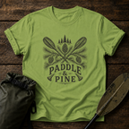 Paddle & Pine T‑Shirt — Rustic Kayak Paddle Outdoor Camping Tee