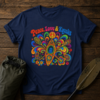 Peace, Love & Kayaks T-Shirt — Retro Hippie Tee