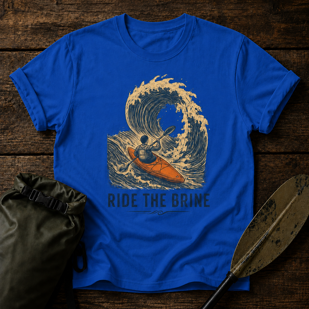Ride the Brine Kayak T-Shirt — Vintage Wave Kayak Graphic Tee
