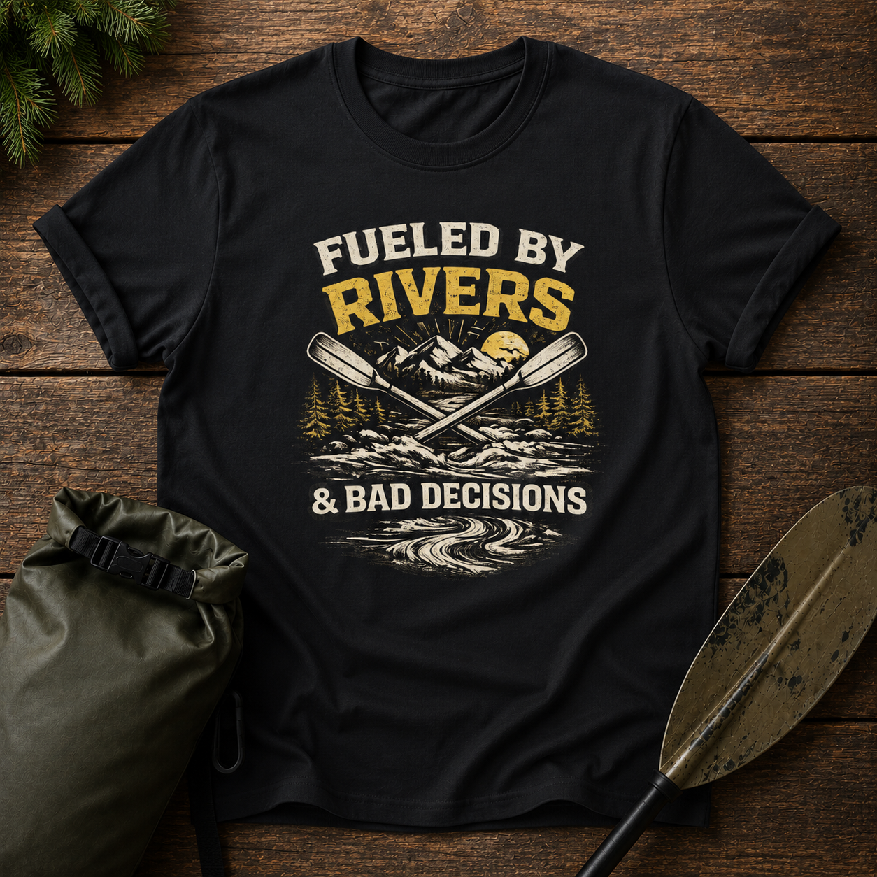 Fueled by Rivers T-Shirt — Kayak & Fishing Outdoor Adventure Tee