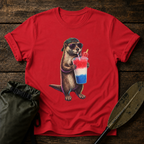 Otter Drinking a red, white, and blue slushy 250th