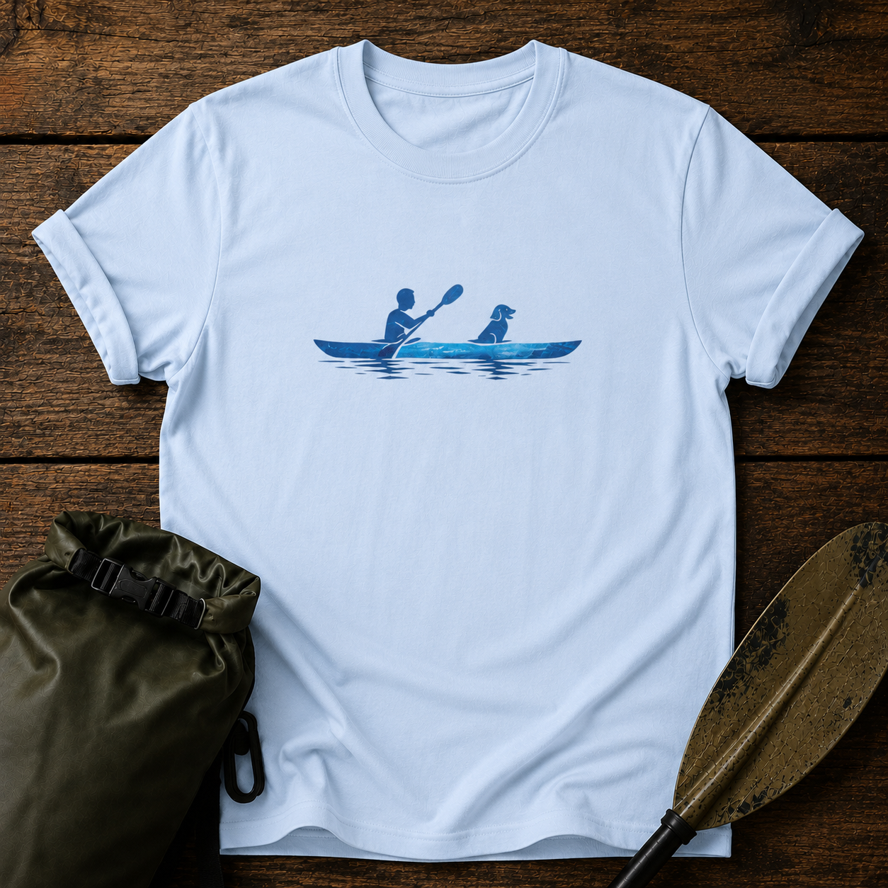 Kayak Dog T‑Shirt — Kayak Paddling with Dog Graphic Tee