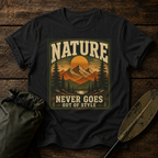 Nature T-Shirt — "Nature Never Goes Out of Style" Vintage Mountain Tee