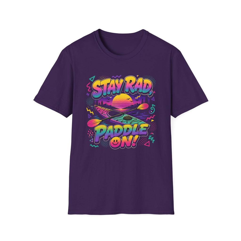 Stay Rad Paddle On! T-Shirt — Retro Kayaking Graphic Tee