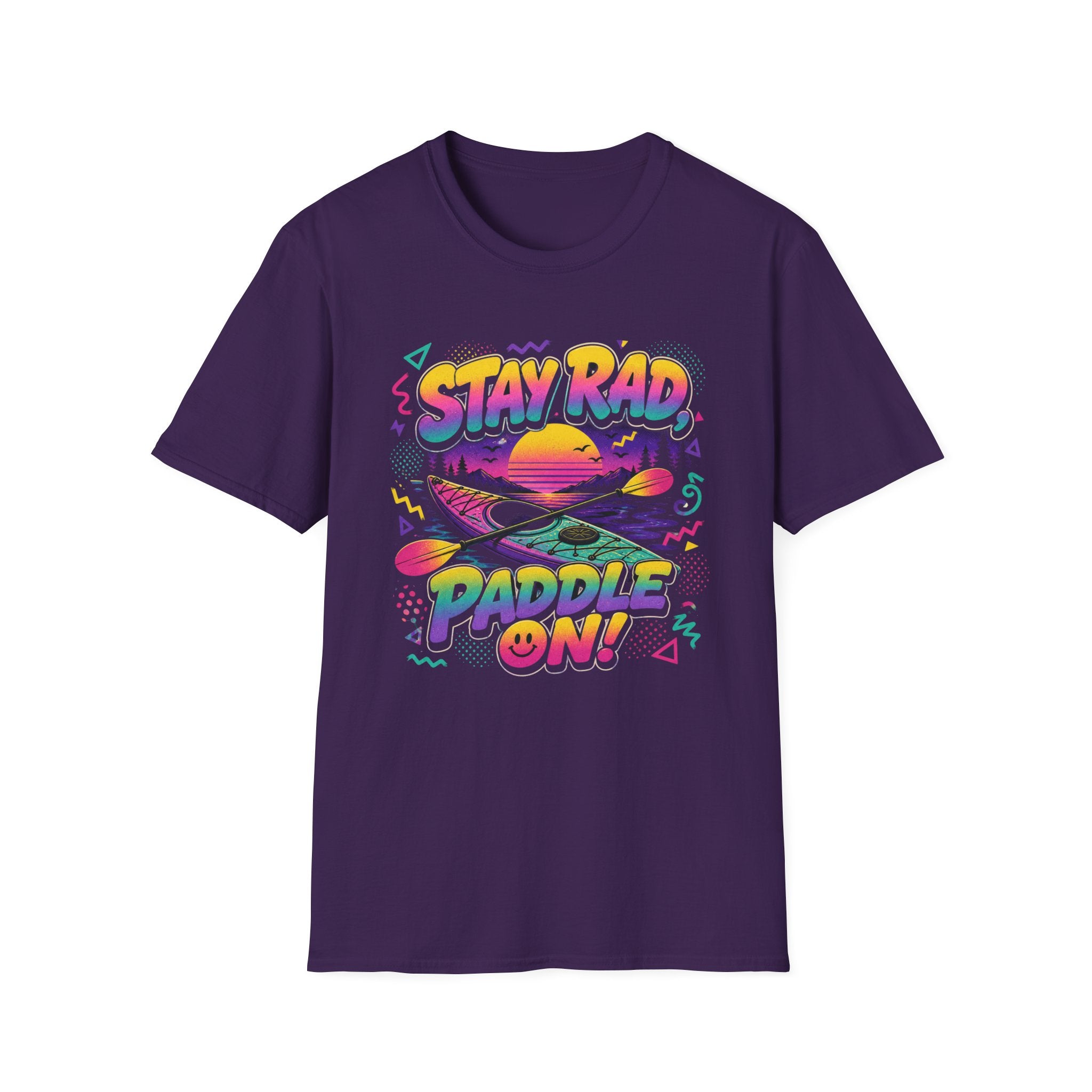 Stay Rad Paddle On! T-Shirt — Retro Kayaking Graphic Tee