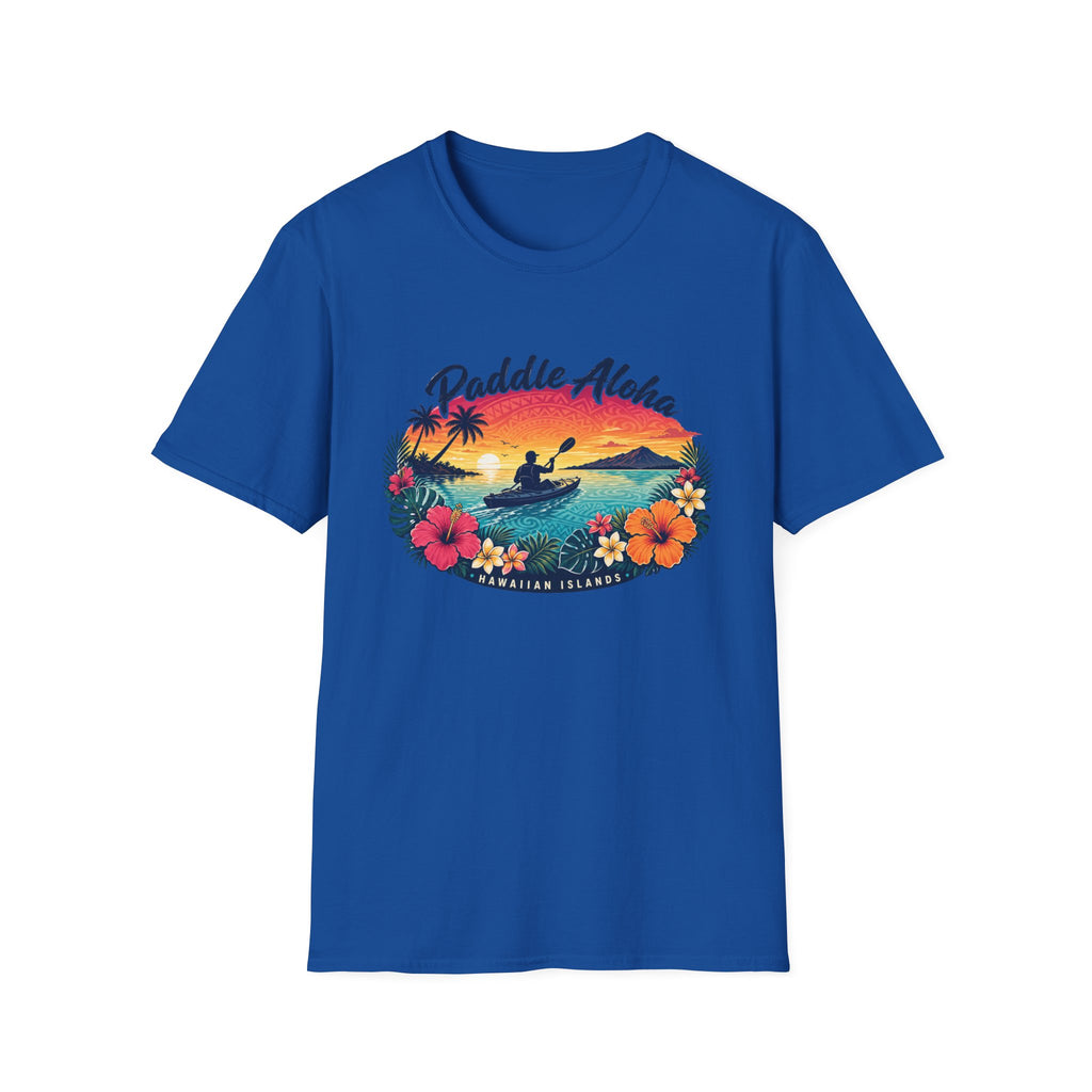 Paddle Aloha T-Shirt — Hawaiian Kayak Sunset Floral Tee