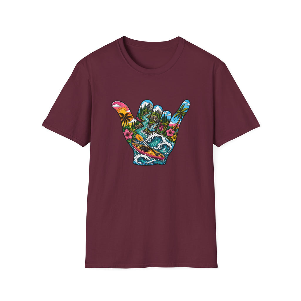 Shaka Vibes T-Shirt — Tropical Beach Hand Graphic