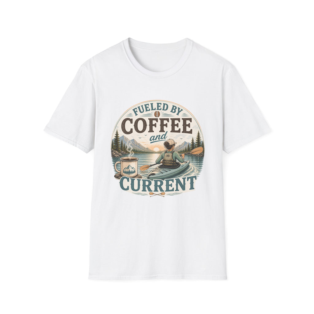 Kayak T-Shirt — "Fueled by Coffee and Current" Outdoor Adventure Tee
