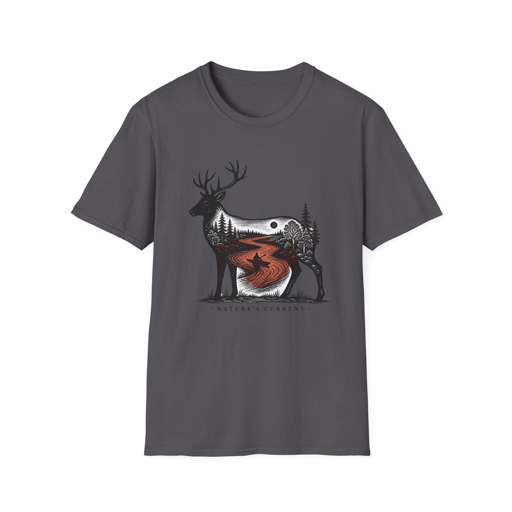 Deer Moon Wilderness T-Shirt — Forest Sunset Nature Graphic Tee