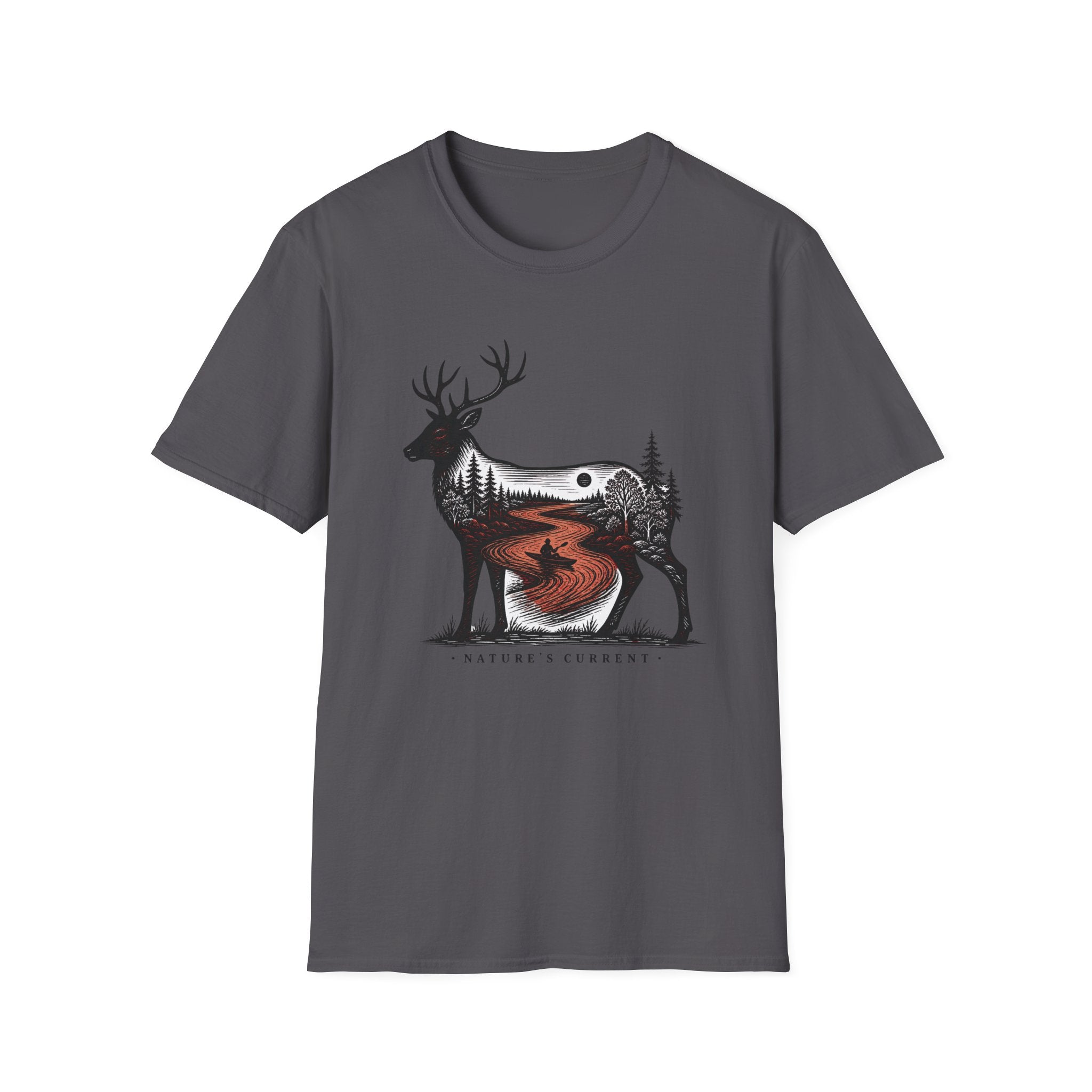 Deer Moon Wilderness T-Shirt — Forest Sunset Nature Graphic Tee