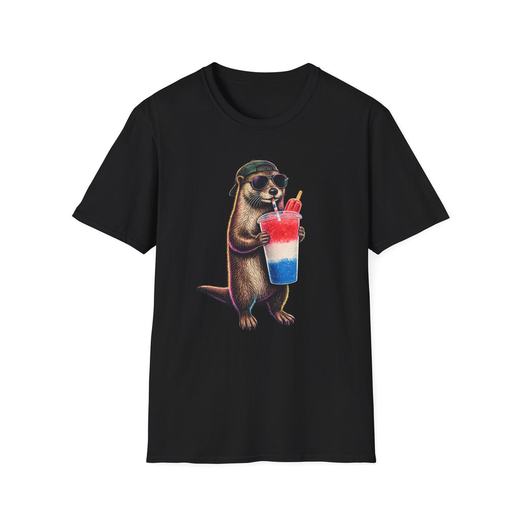 Otter Drinking a red, white, and blue slushy 250th