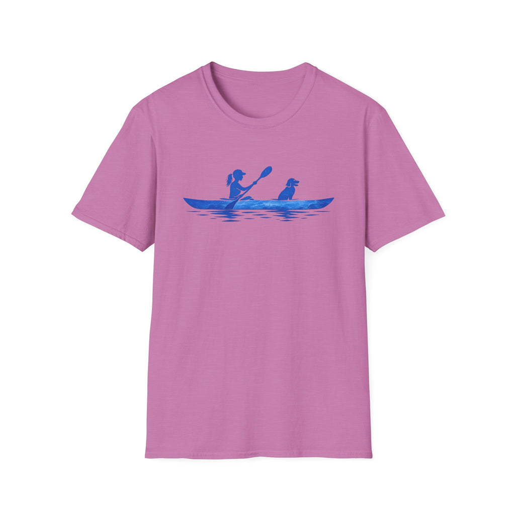 Kayak Tee — Woman Kayaking With Dog Silhouette T-Shirt