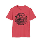Sea Turtle with Kayak T-Shirt — Vintage Coastal Sunset Graphic