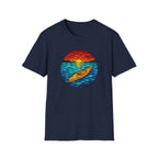 Kayak Sunset T-Shirt — Retro Ocean Sunset Paddle Tee