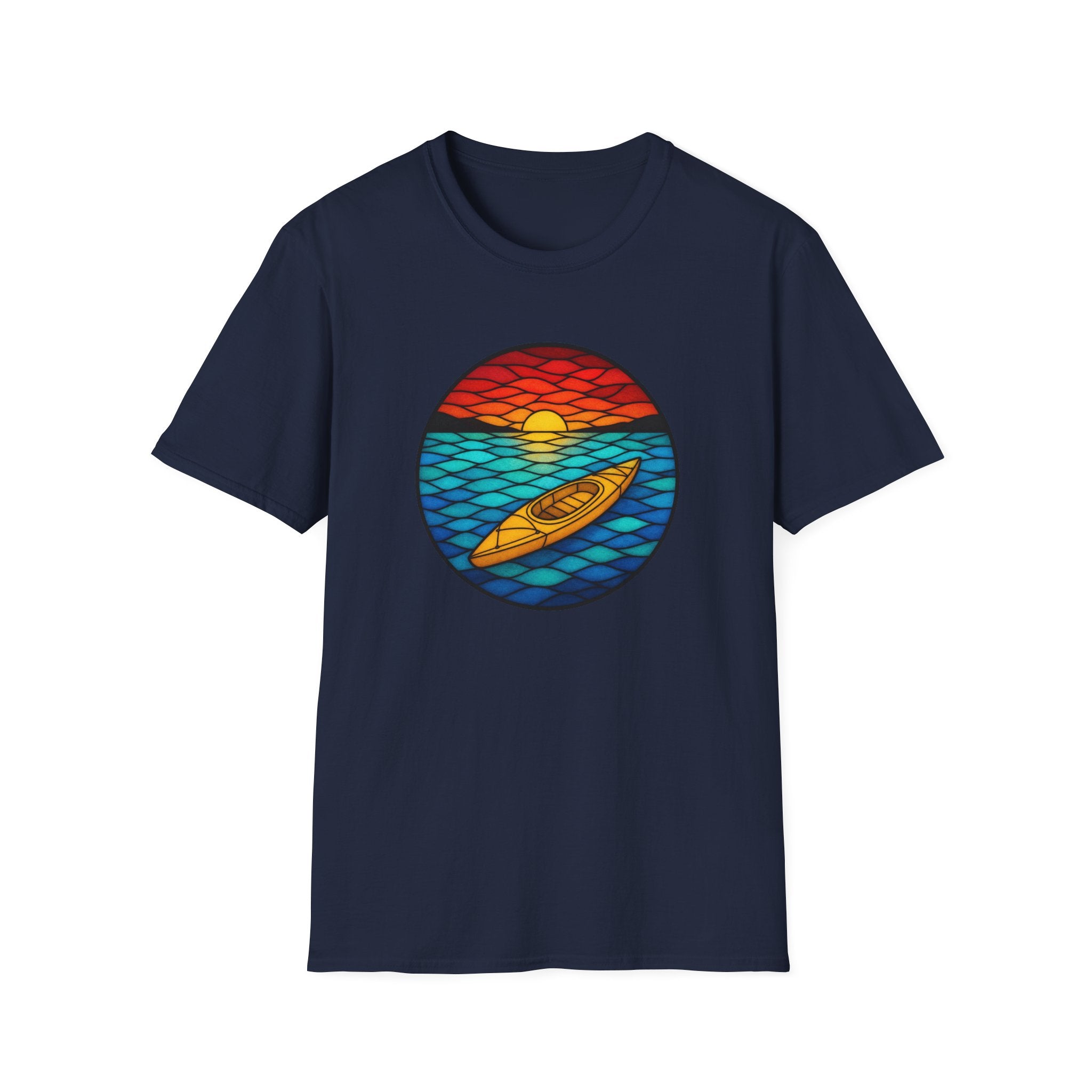 Kayak Sunset T-Shirt — Retro Ocean Sunset Paddle Tee