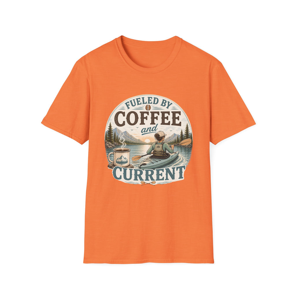 Kayak T-Shirt — "Fueled by Coffee and Current" Outdoor Adventure Tee