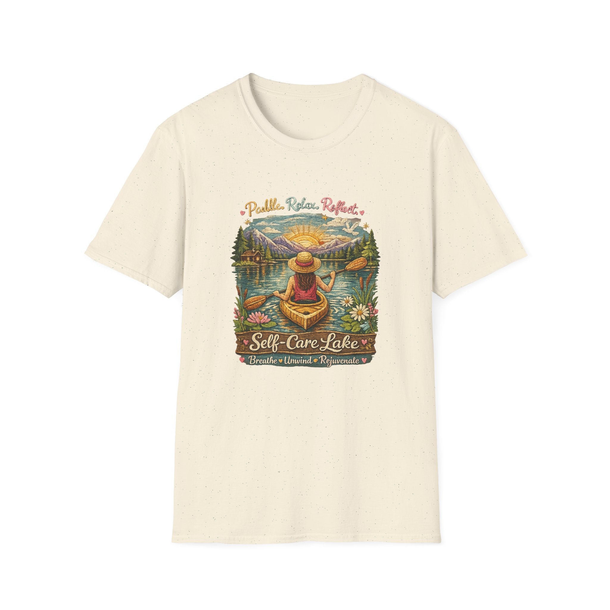 Self-Care Lake T-Shirt — Relaxing Kayaking Nature Retreat Graphic Tee