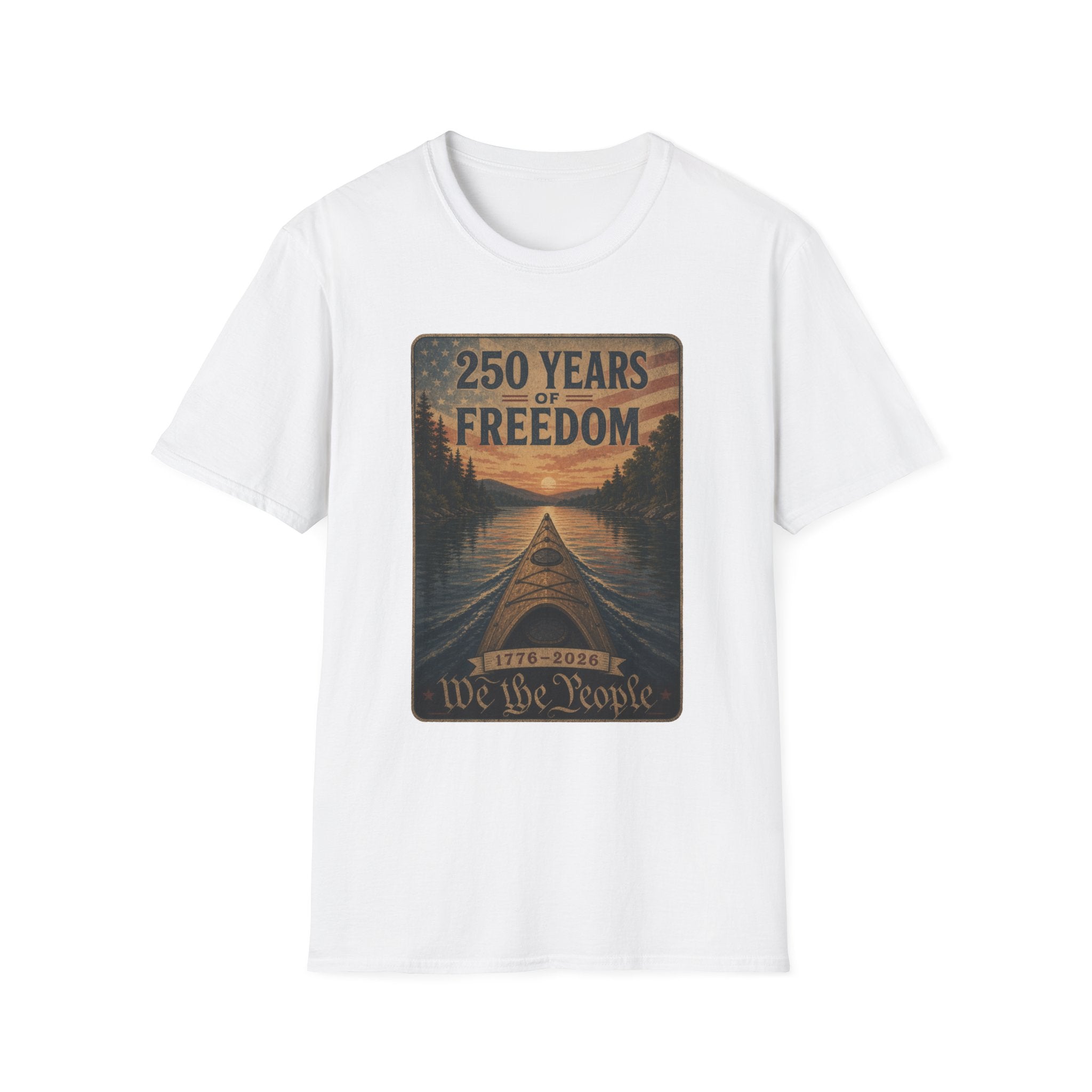 250 Years of Freedom T-Shirt — "We the People" Patriotic Kayak Design