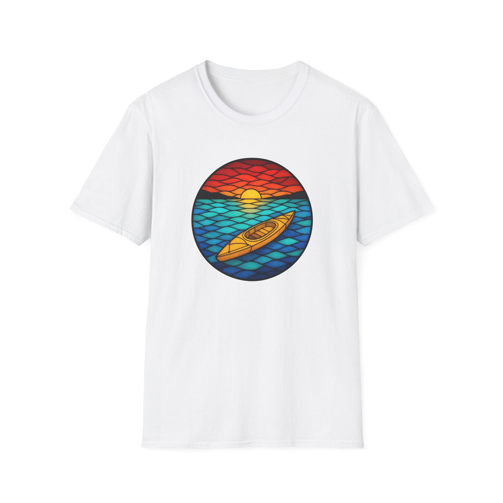 Kayak Sunset T-Shirt — Retro Ocean Sunset Paddle Tee