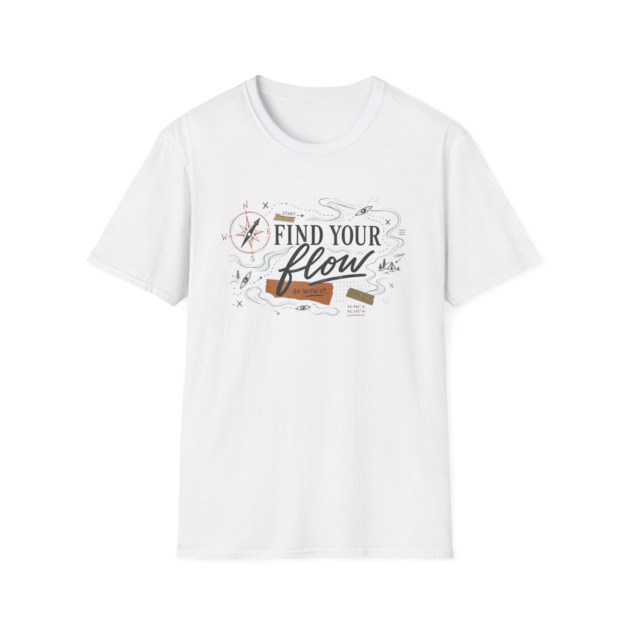 Find Your Flow T-Shirt — Kayak & Compass Adventure Tee
